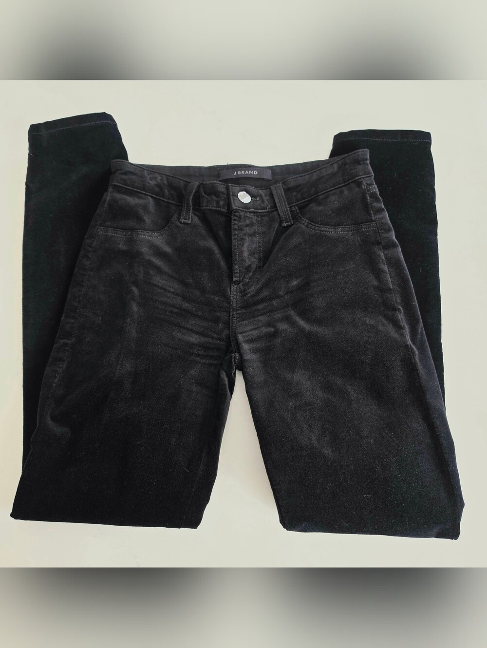 J Brand Black Velvet Skinny Crop Jeans 25